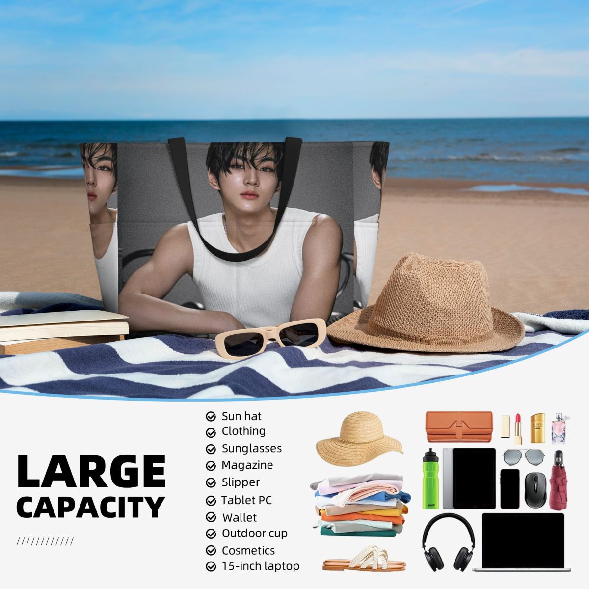 Jungwon En Kpop Beach Tote Bag - Yoga En Fitness のレビューと価格