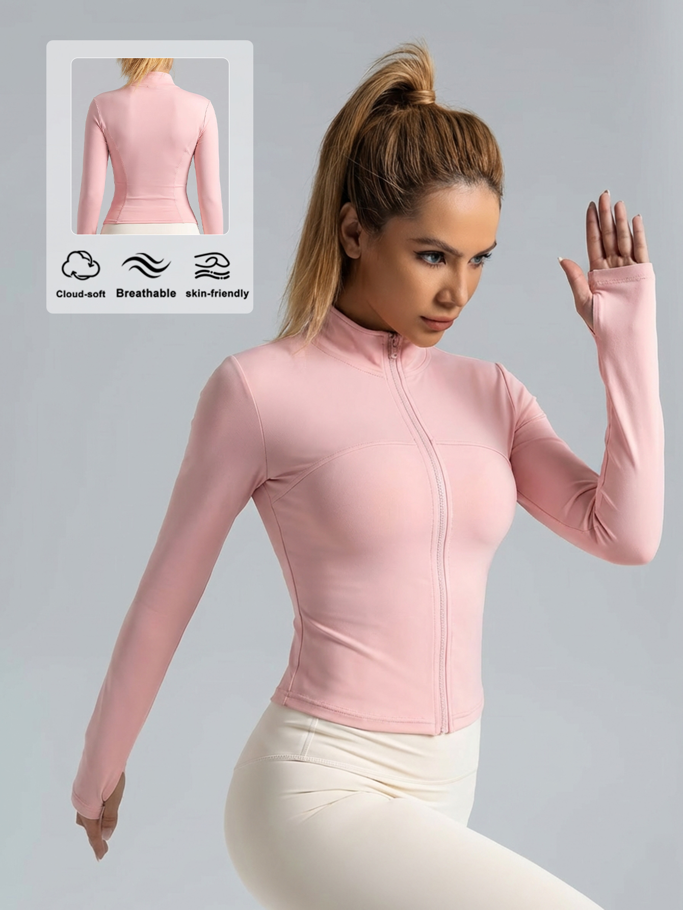 New Women Light pink Yoga Coat - Yoga For Fitness のレビューと価格